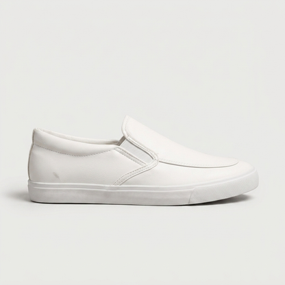 Nolan Apron-Toe Slip-On — White | Hudson & Wells