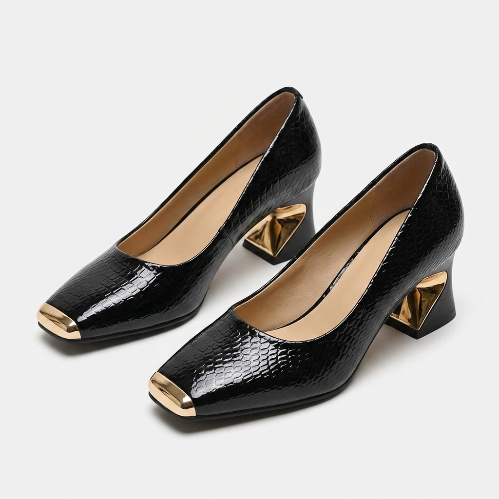 Nolan Sculpted Block-Heel Pump | Hudson & Wells