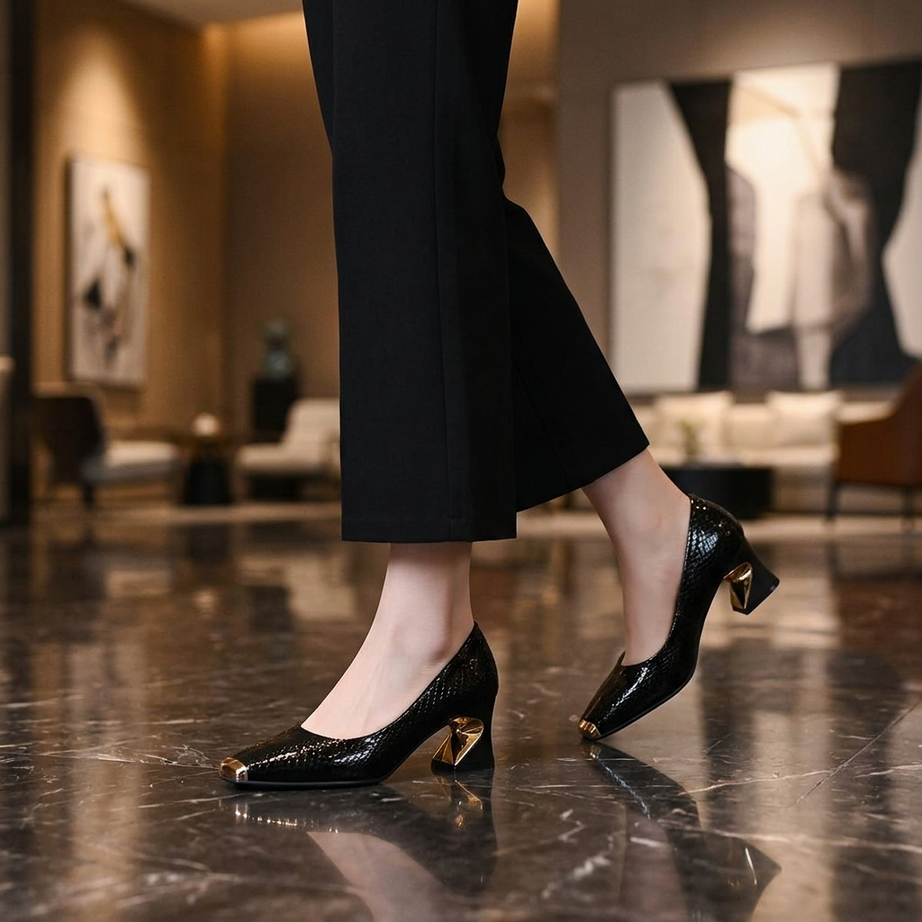 Nolan Sculpted Block-Heel Pump | Hudson & Wells