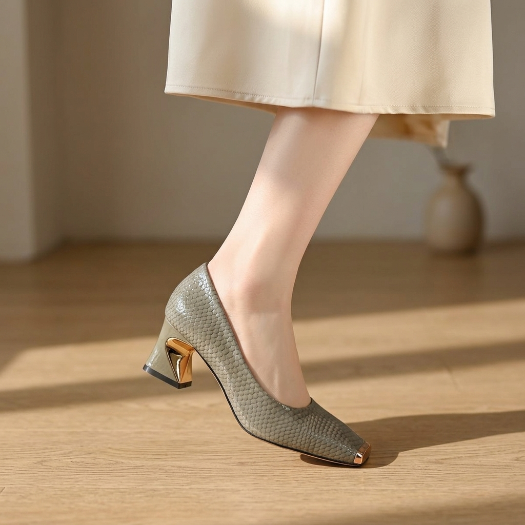 Nolan Sculpted Block-Heel Pump | Hudson & Wells