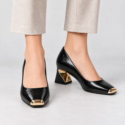 Nolan Sculpted Block-Heel Pump | Hudson & Wells