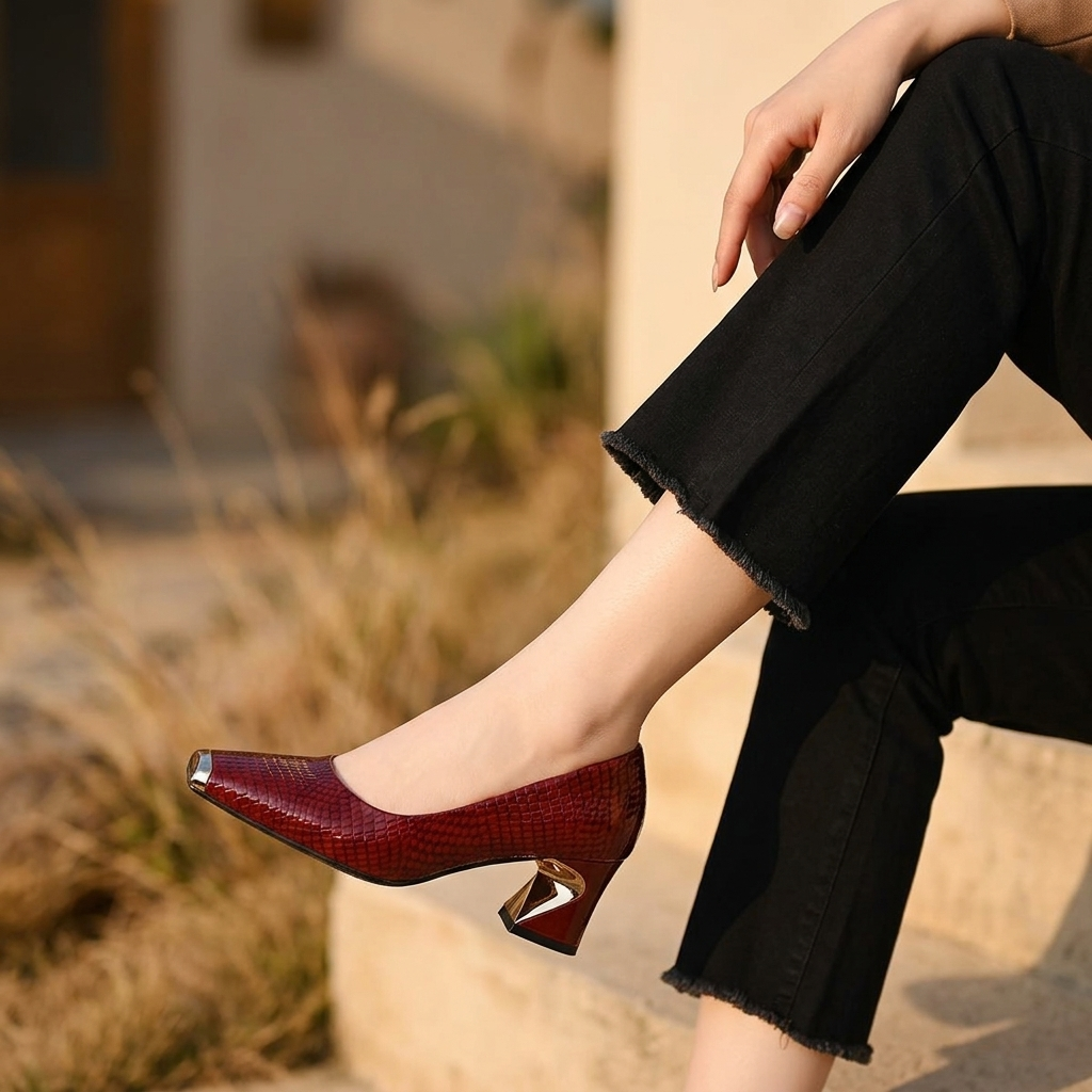 Nolan Sculpted Block-Heel Pump | Hudson & Wells