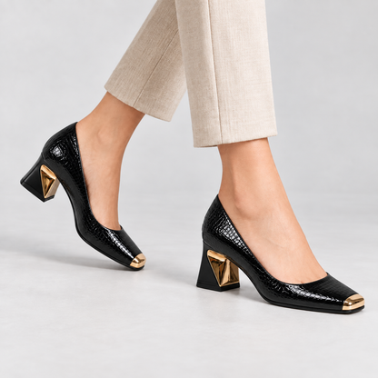 Nolan Sculpted Block-Heel Pump | Hudson & Wells