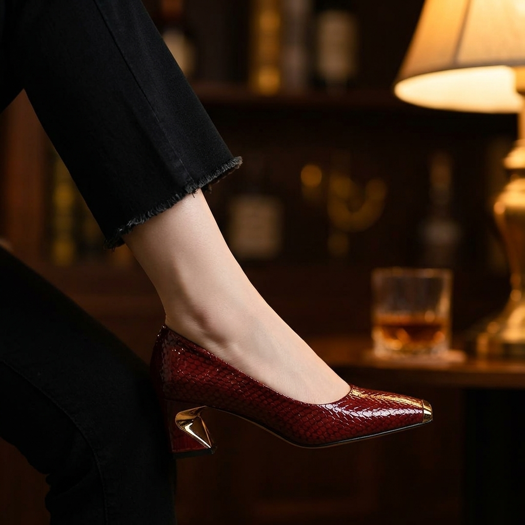 Nolan Sculpted Block-Heel Pump | Hudson & Wells