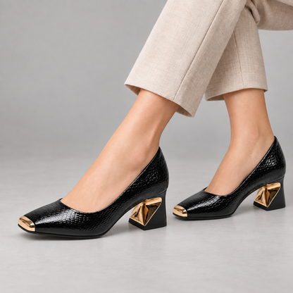 Nolan Sculpted Block-Heel Pump | Hudson & Wells