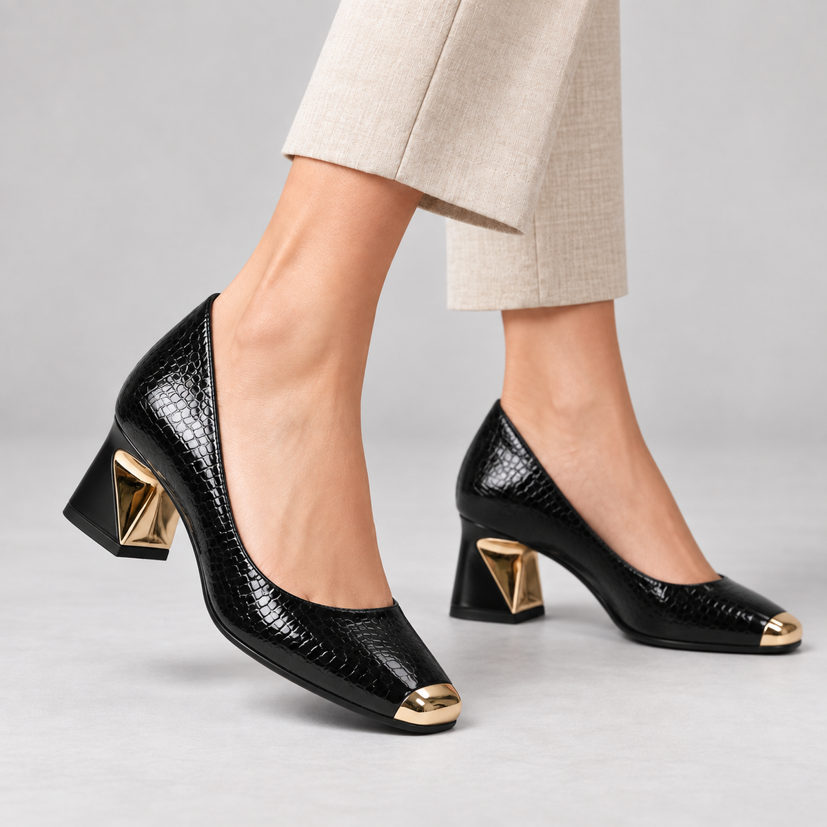 Nolan Sculpted Block-Heel Pump | Hudson & Wells