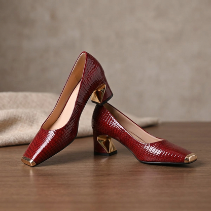 Nolan Sculpted Block-Heel Pump | Hudson & Wells
