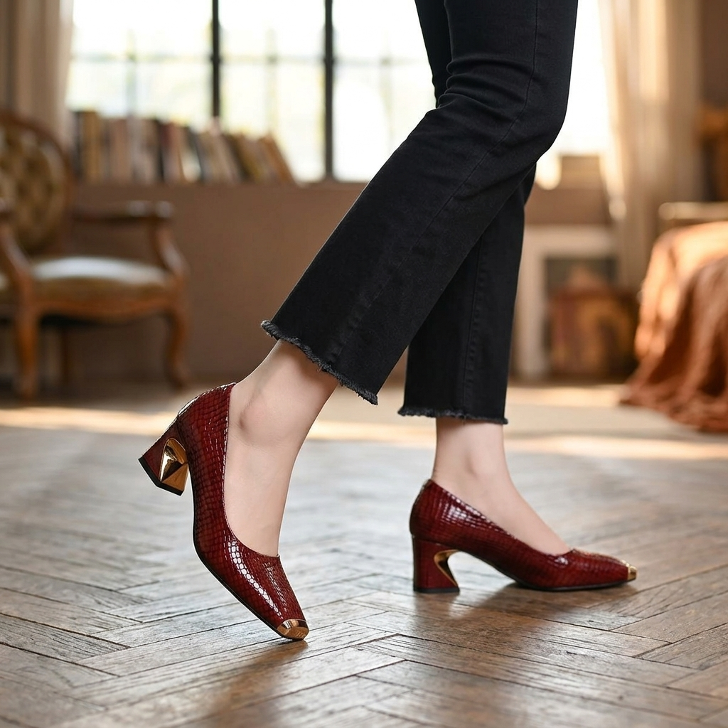 Nolan Sculpted Block-Heel Pump | Hudson & Wells