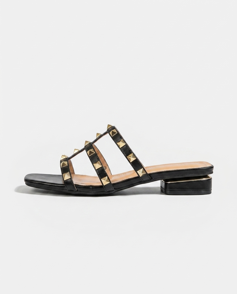 Odette Studded Sandal — Black | Hudson & Wells