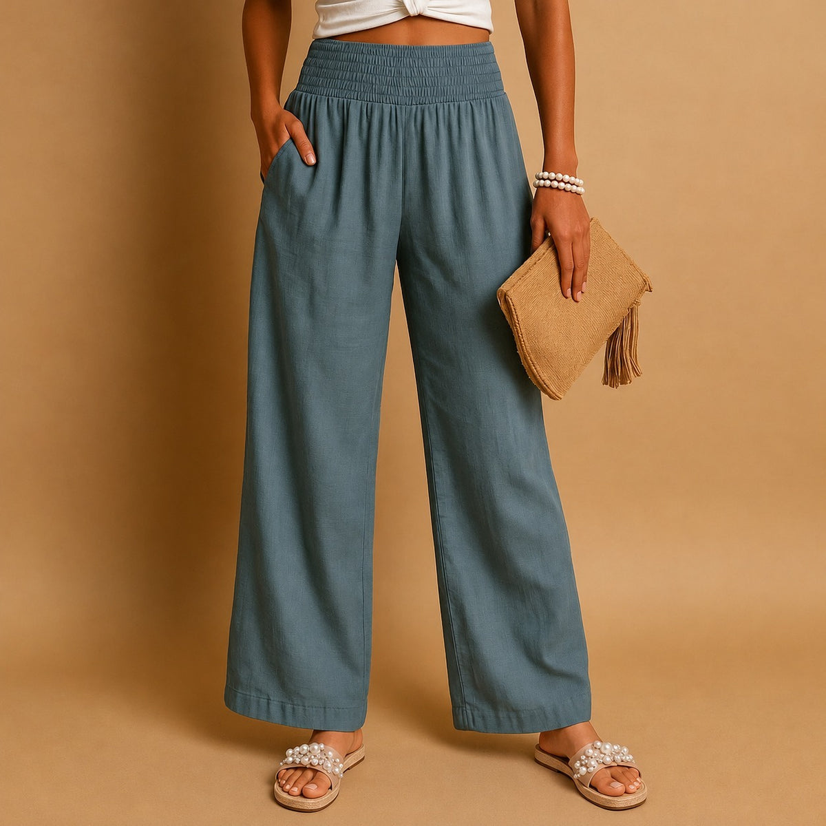 Opal Lightweight Wide Leg Pants — Gray | Hudson & Wells
