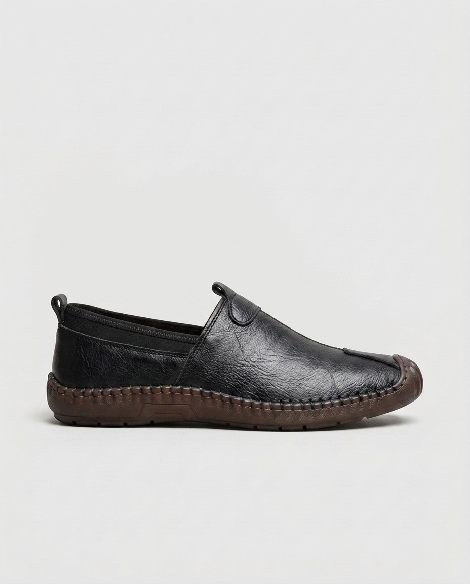 Owen Stitched Slip-On — Black | Hudson & Wells