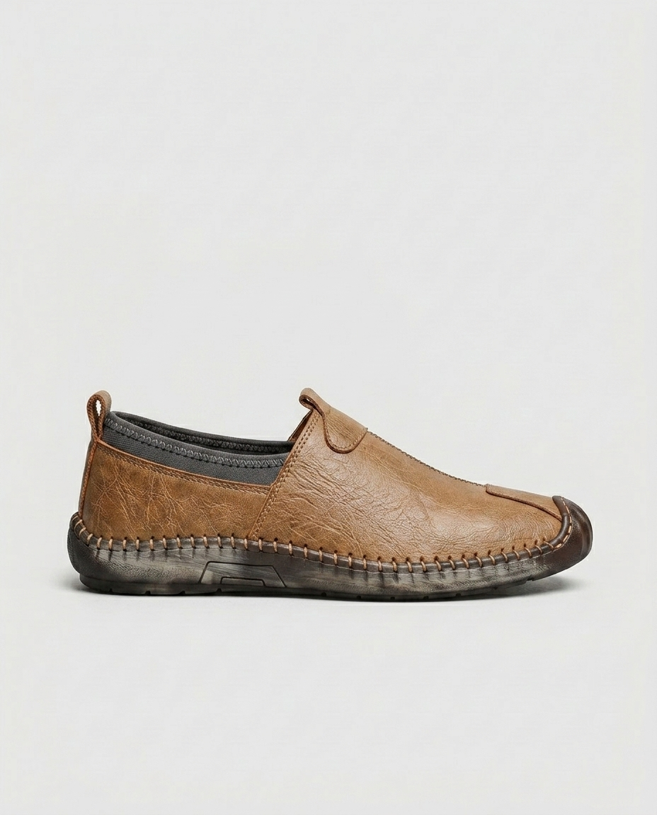 Owen Stitched Slip-On — Brown | Hudson & Wells