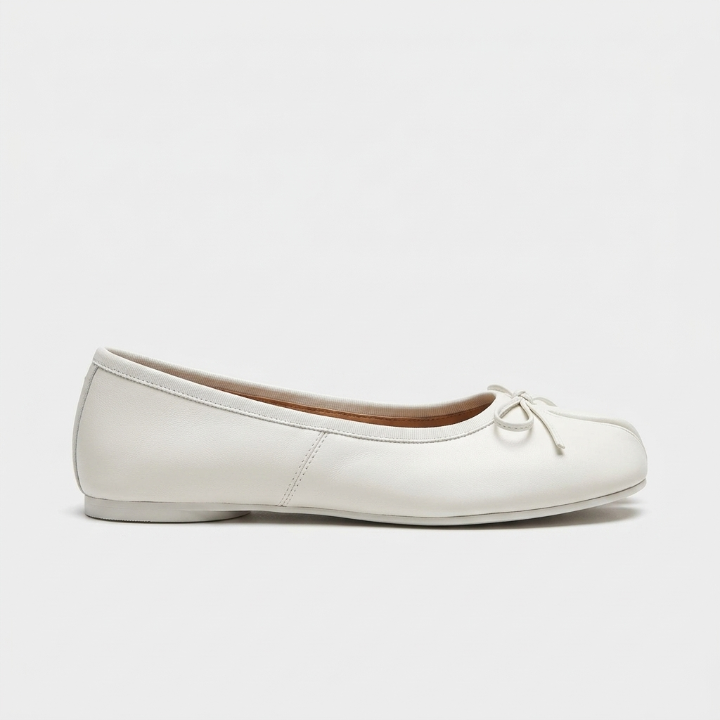 Parker Split-Toe Ballet Flat — White | Hudson & Wells