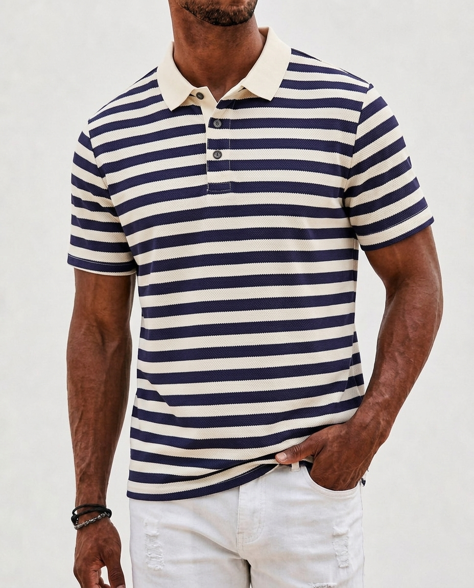 Parker Stripe Polo — Blue | Hudson & Wells