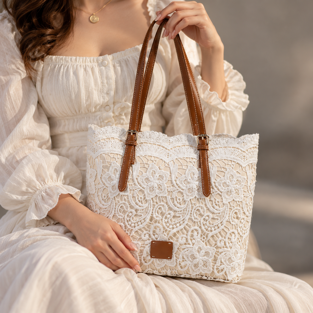 Peggy Adjustable-Strap Floral Shoulder Tote | Hudson & Wells