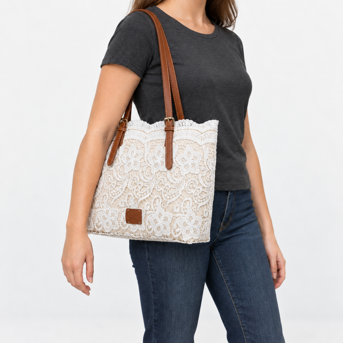 Peggy Adjustable-Strap Floral Shoulder Tote | Hudson & Wells