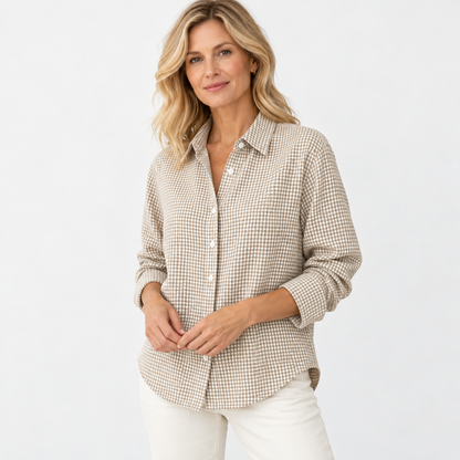 Penny Relaxed Fit Button-Down Shirt — Apricot | Hudson & Wells