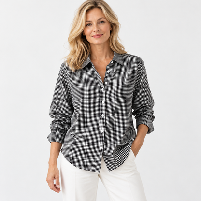 Penny Relaxed Fit Button-Down Shirt — Black | Hudson & Wells