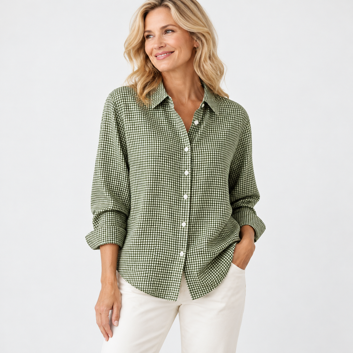 Penny Relaxed Fit Button-Down Shirt — Green Matcha | Hudson & Wells