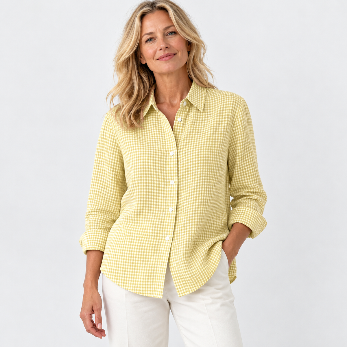Penny Relaxed Fit Button-Down Shirt — Yellow | Hudson & Wells