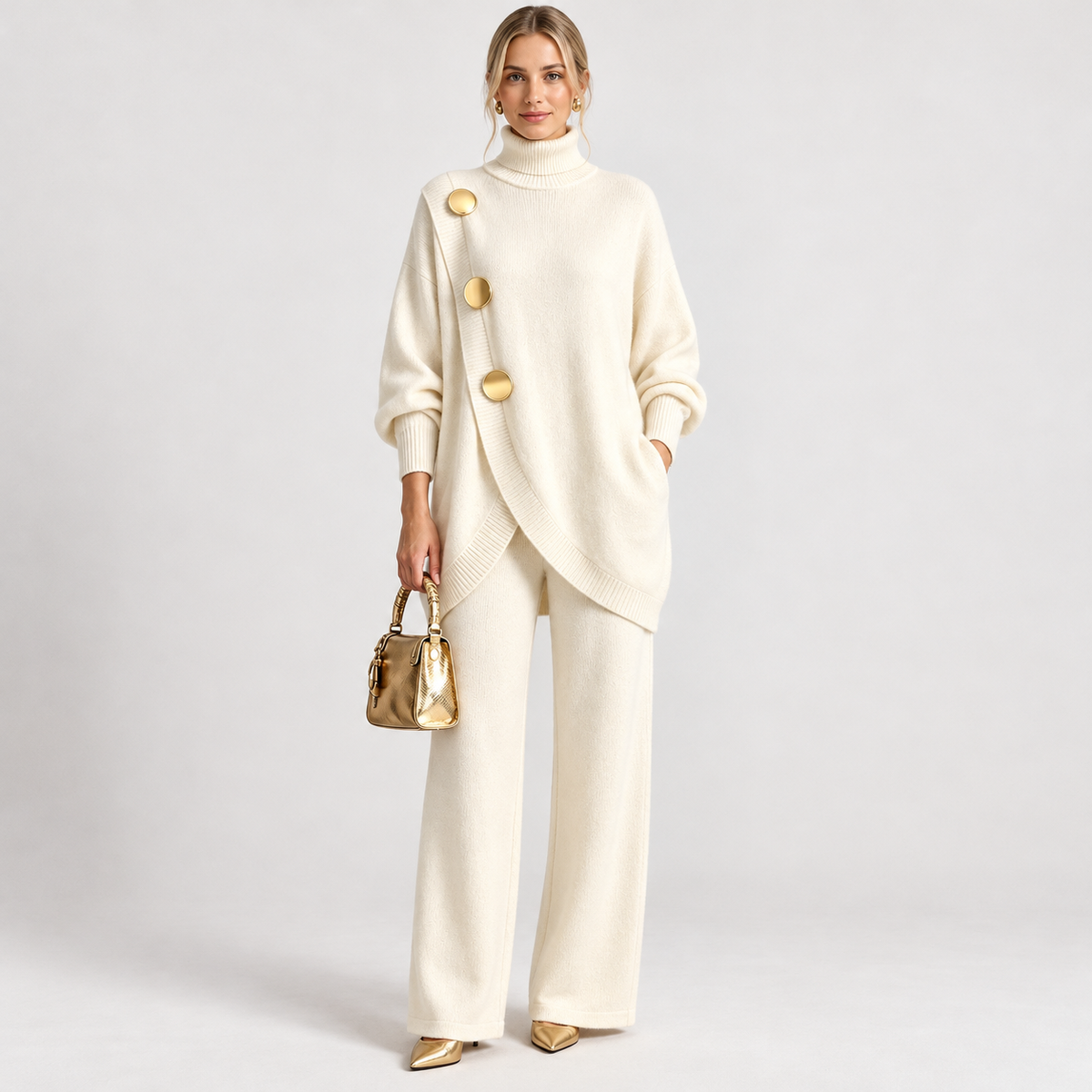 Phoebe Lightweight Sweater and Pants Set — Beige | Hudson & Wells