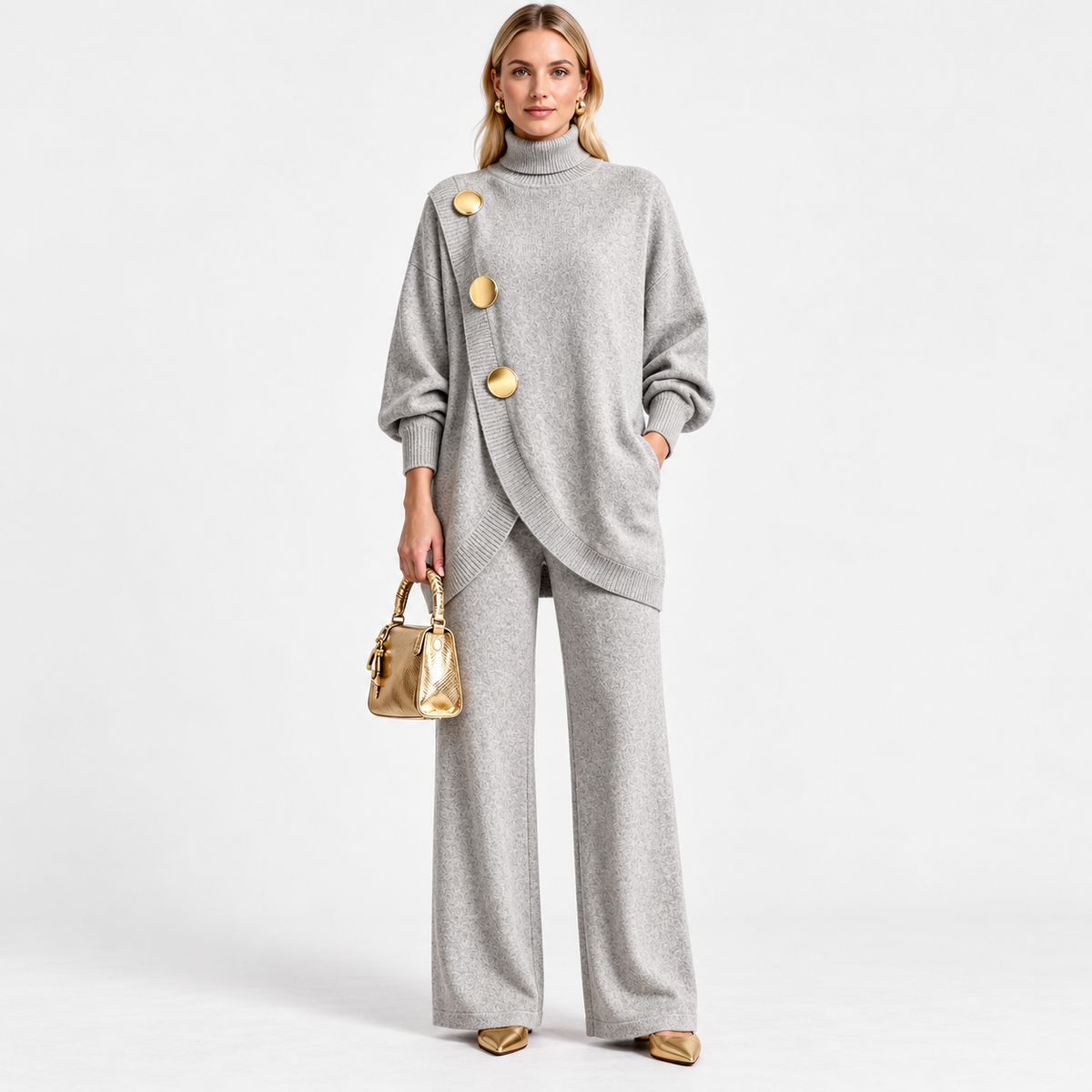 Phoebe Lightweight Sweater and Pants Set — Light Grey | Hudson & Wells
