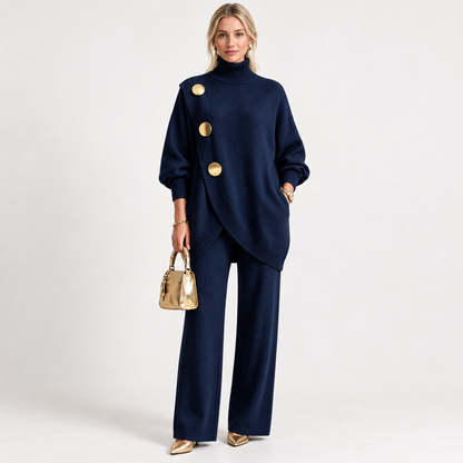 Phoebe Lightweight Sweater and Pants Set — Navy | Hudson & Wells