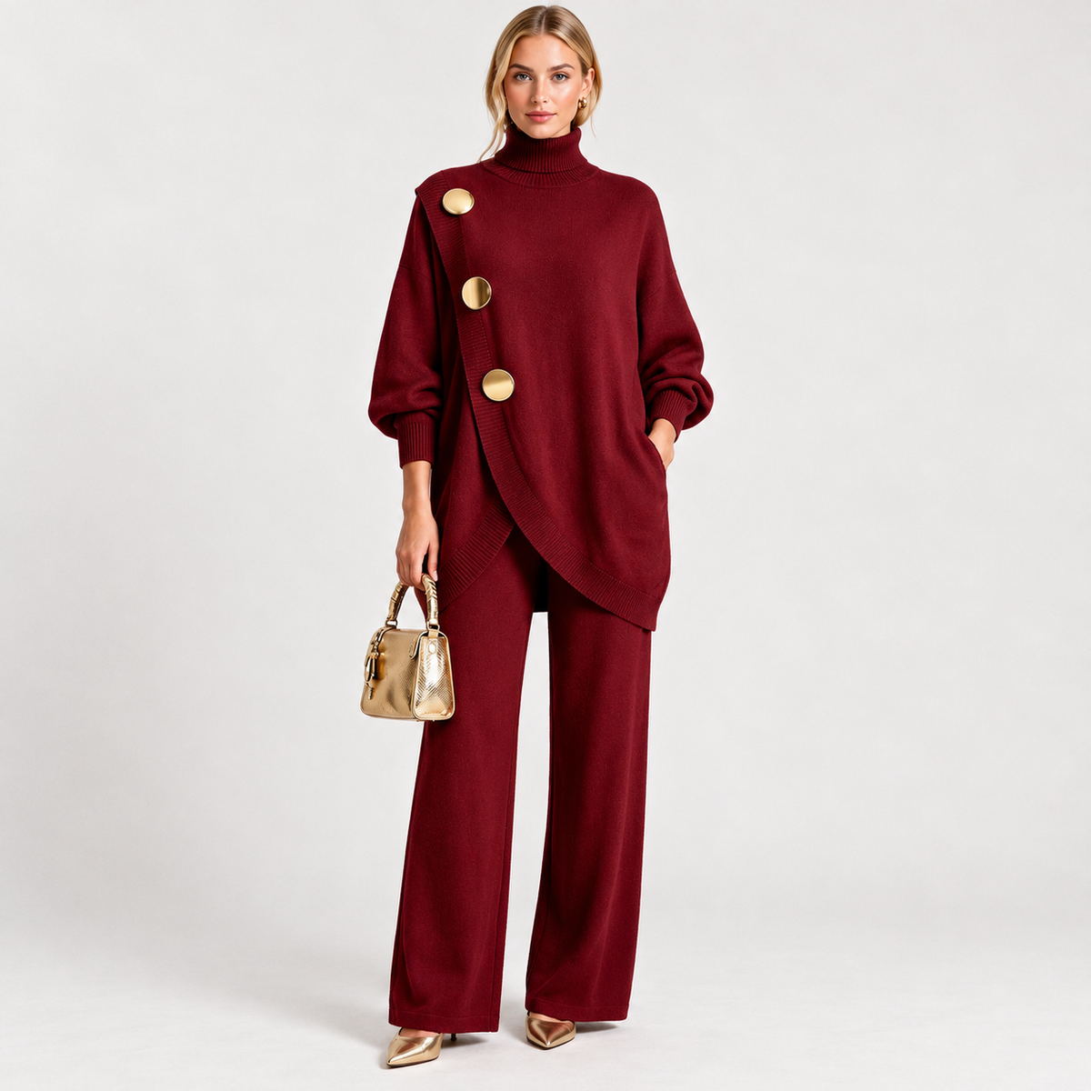 Phoebe Lightweight Sweater and Pants Set — Red | Hudson & Wells
