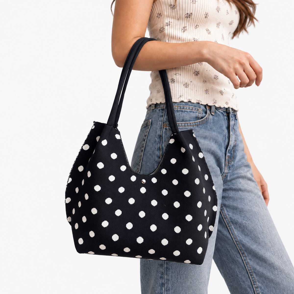 Polly Stretch Shoulder Bag, Polka Dot Pattern | Hudson & Wells