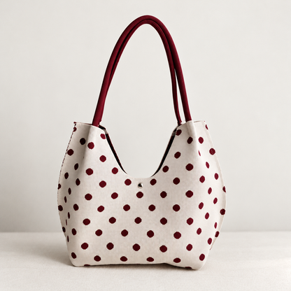 Polly Stretch Shoulder Bag, Polka Dot Pattern — Burgundy | Hudson & Wells