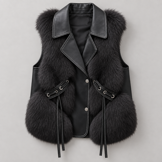Preston Mixed-Texture Vest — Black | Hudson & Wells