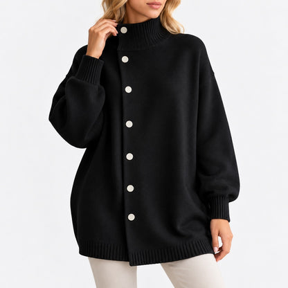 Prudence Relaxed Fit Longline Cardigan — Black | Hudson & Wells