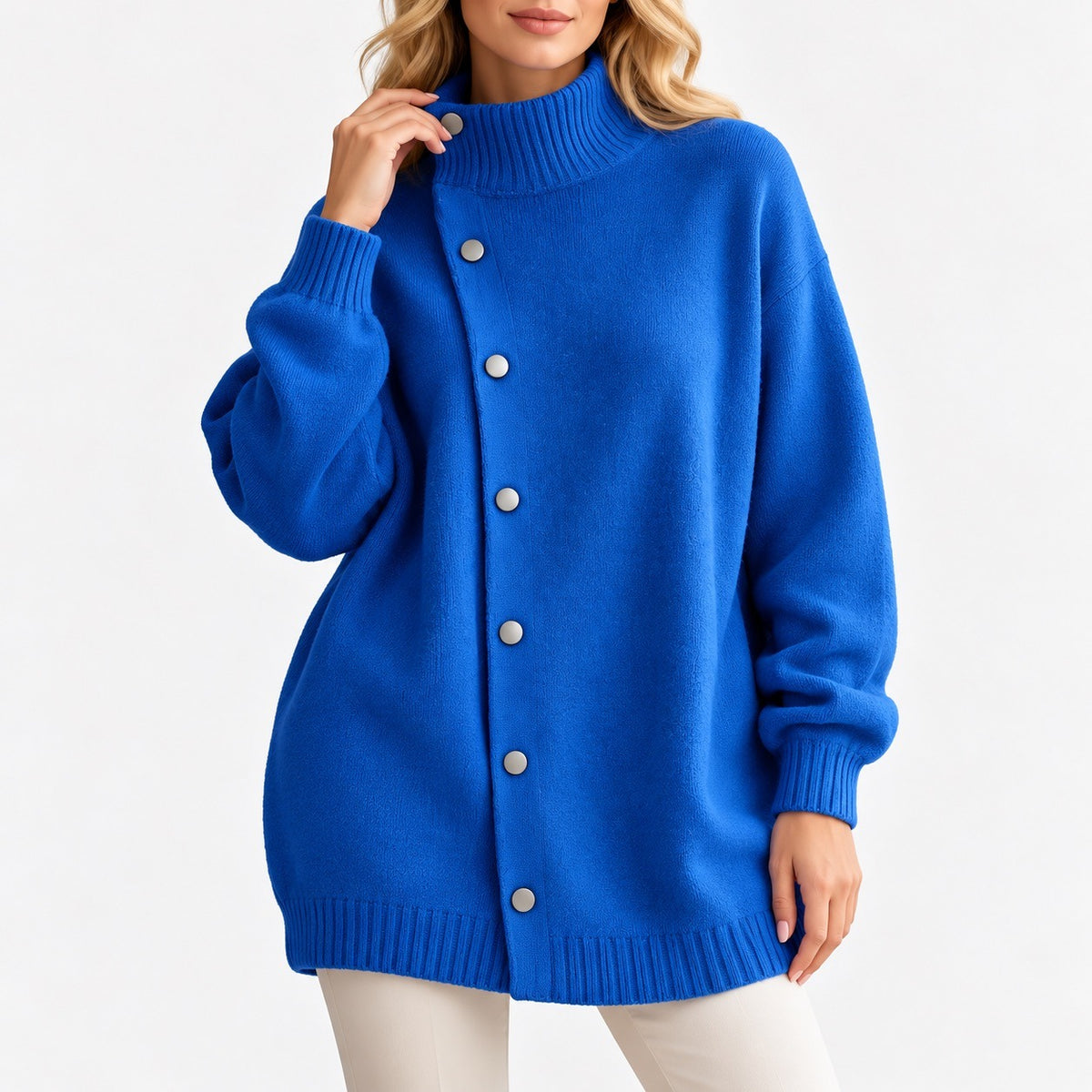 Prudence Relaxed Fit Longline Cardigan — Blue | Hudson & Wells