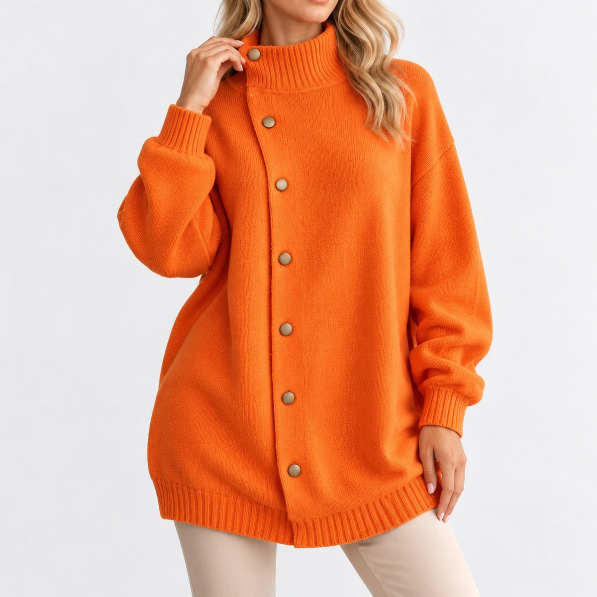 Prudence Relaxed Fit Longline Cardigan — Orange | Hudson & Wells