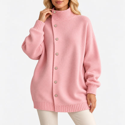 Prudence Relaxed Fit Longline Cardigan — Pink / Red | Hudson & Wells