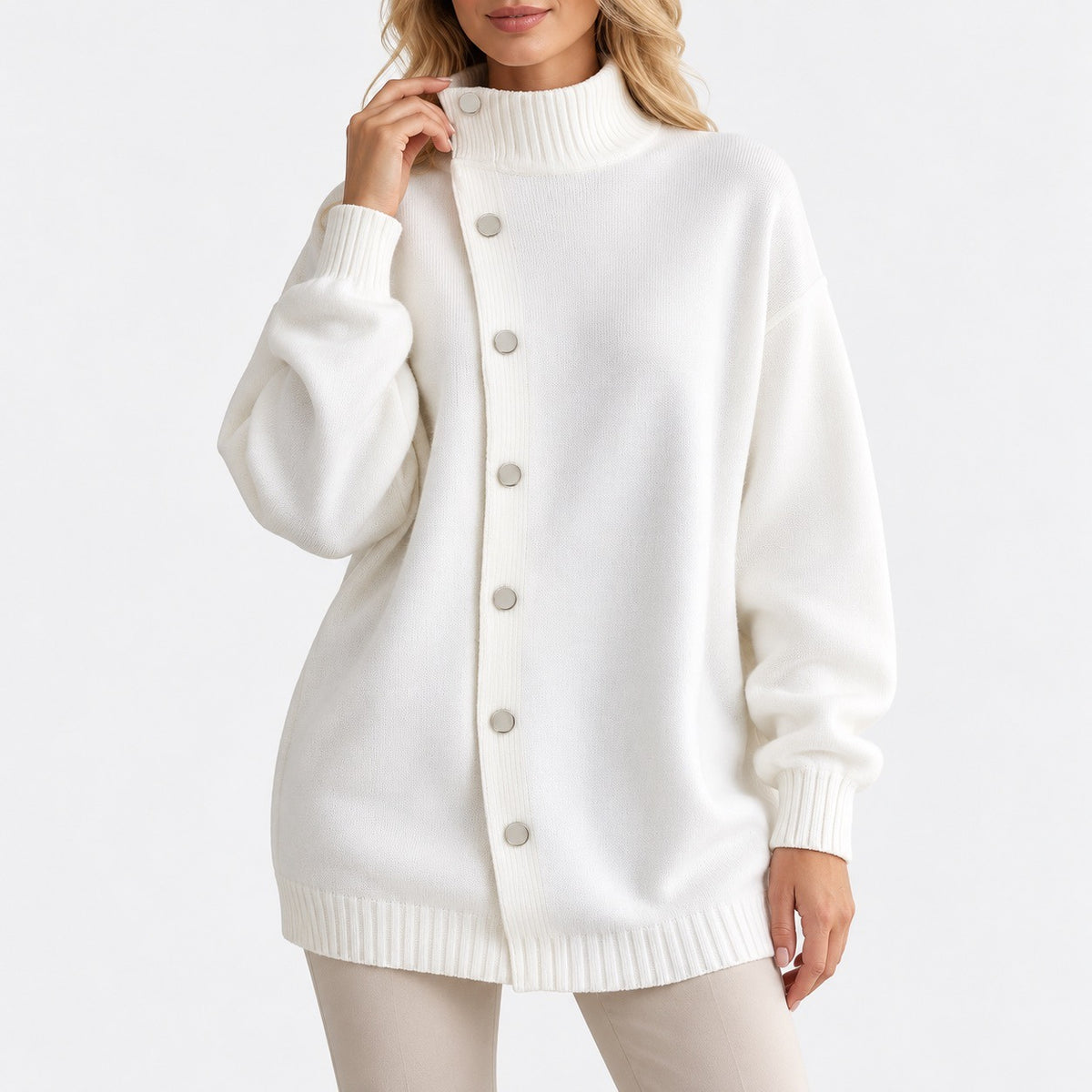 Prudence Relaxed Fit Longline Cardigan — White | Hudson & Wells