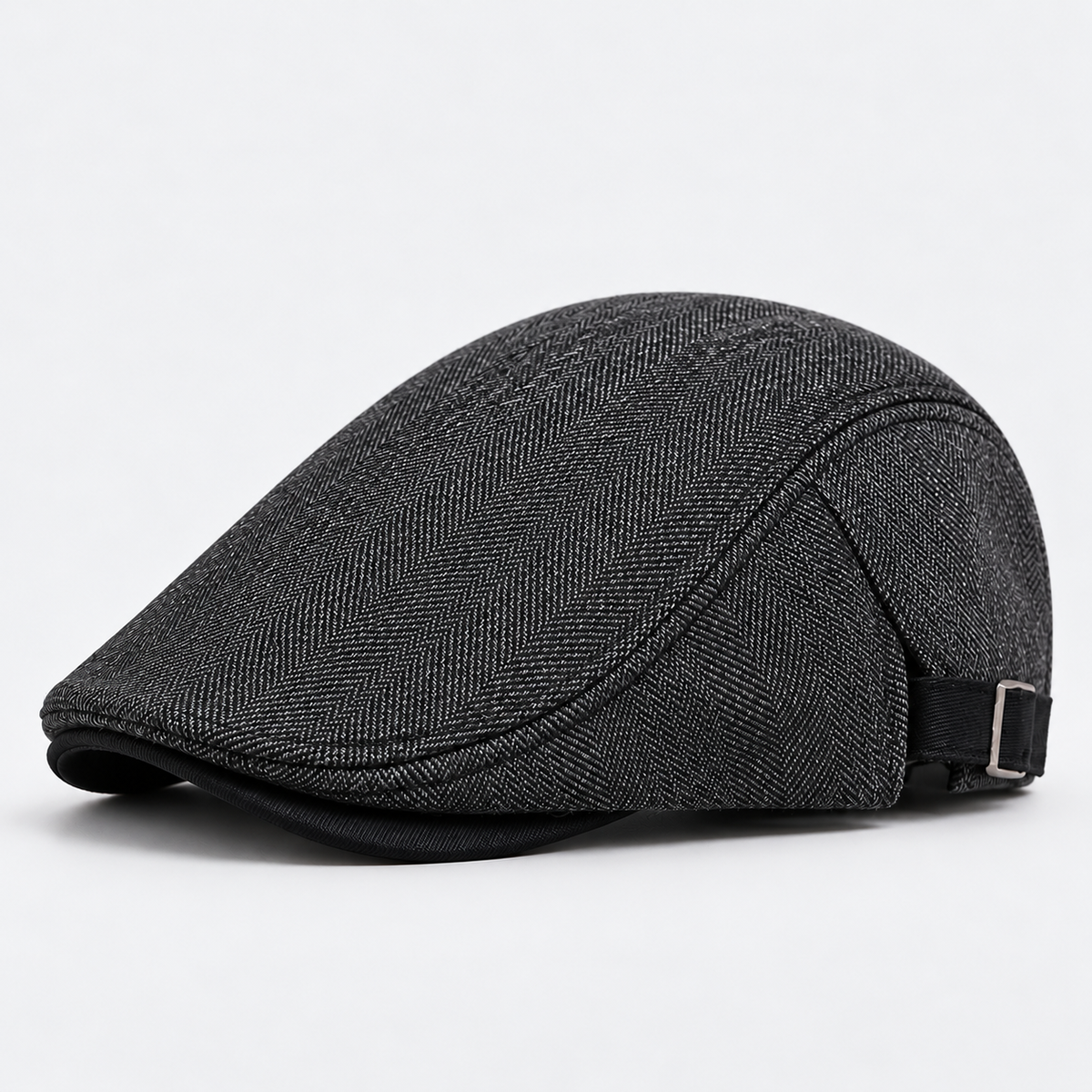Quentin men's driving cap in Charcoal – square side view
