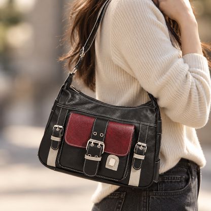 Ramona Women's Soft Buckle-Front Crossbody Bag, Zip Top | Hudson & Wells