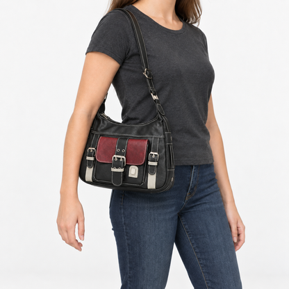 Ramona Women's Soft Buckle-Front Crossbody Bag, Zip Top | Hudson & Wells