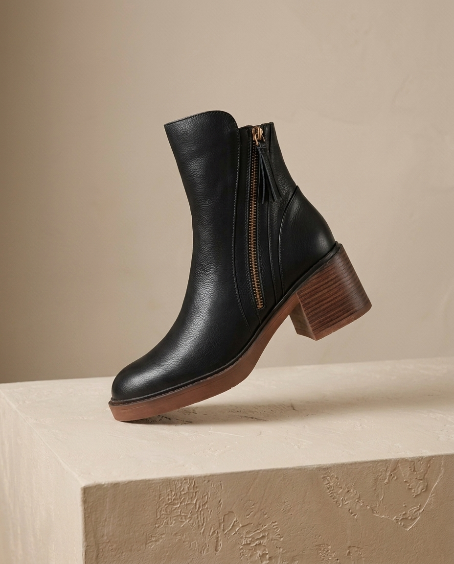 Raven Side-Zip Block Heel | Hudson & Wells