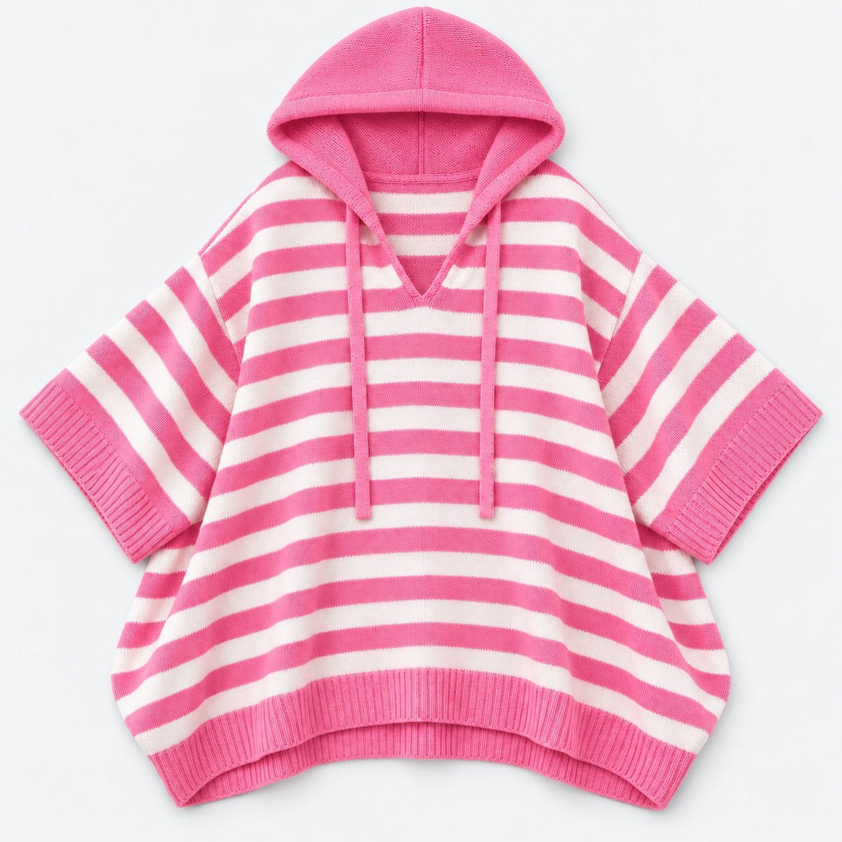 Rhoda Striped Wide-Sleeve Hooded Poncho | Hudson & Wells