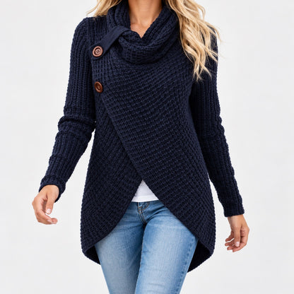 Roberta Cowl Collar Wrap Cardigan — Navy (2 ) | Hudson & Wells