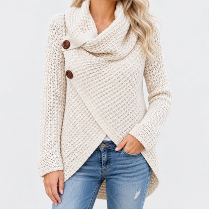 Roberta Cowl Collar Wrap Cardigan — Off White (2 ) | Hudson & Wells