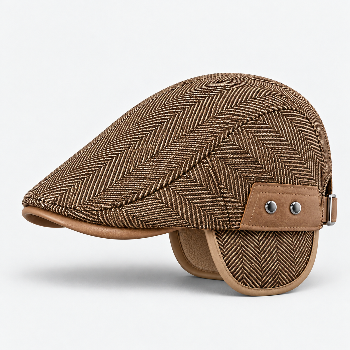 Roscoe men's driving cap in Beige – square side view
