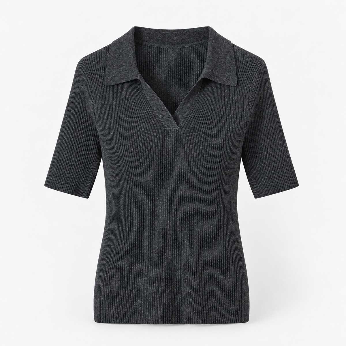 Rosemary Comfort Polo Shirt, Ribbed V-Neck | Hudson & Wells