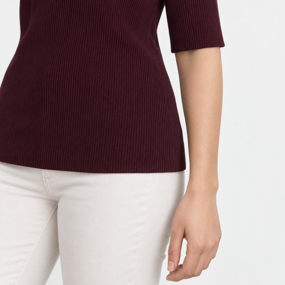 Rosemary Comfort Polo Shirt, Ribbed V-Neck | Hudson & Wells