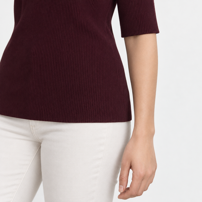Rosemary Comfort Polo Shirt, Ribbed V-Neck | Hudson & Wells