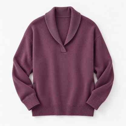 Rowena Relaxed Fit Shawl-Collar V-Neck Sweater | Hudson & Wells
