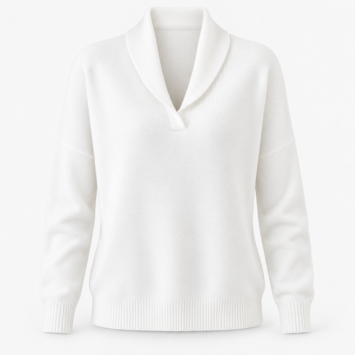 Rowena Relaxed Fit Shawl-Collar V-Neck Sweater | Hudson & Wells