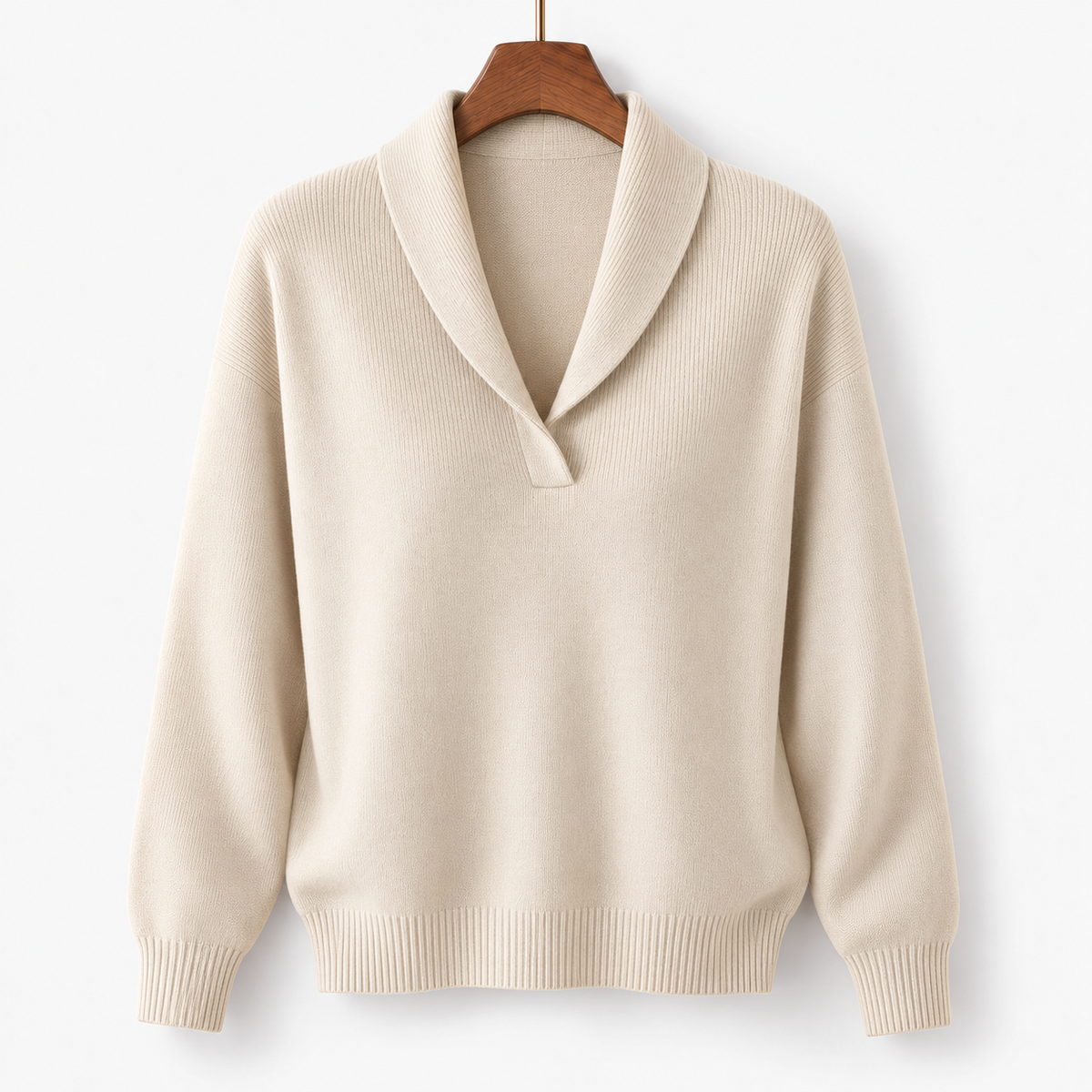 Rowena Relaxed Fit Shawl-Collar V-Neck Sweater | Hudson & Wells